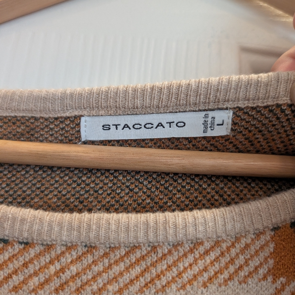 Staccato Knit Sweater Relaxed Neck Pullover Beige Brown - Picture 5 of 7